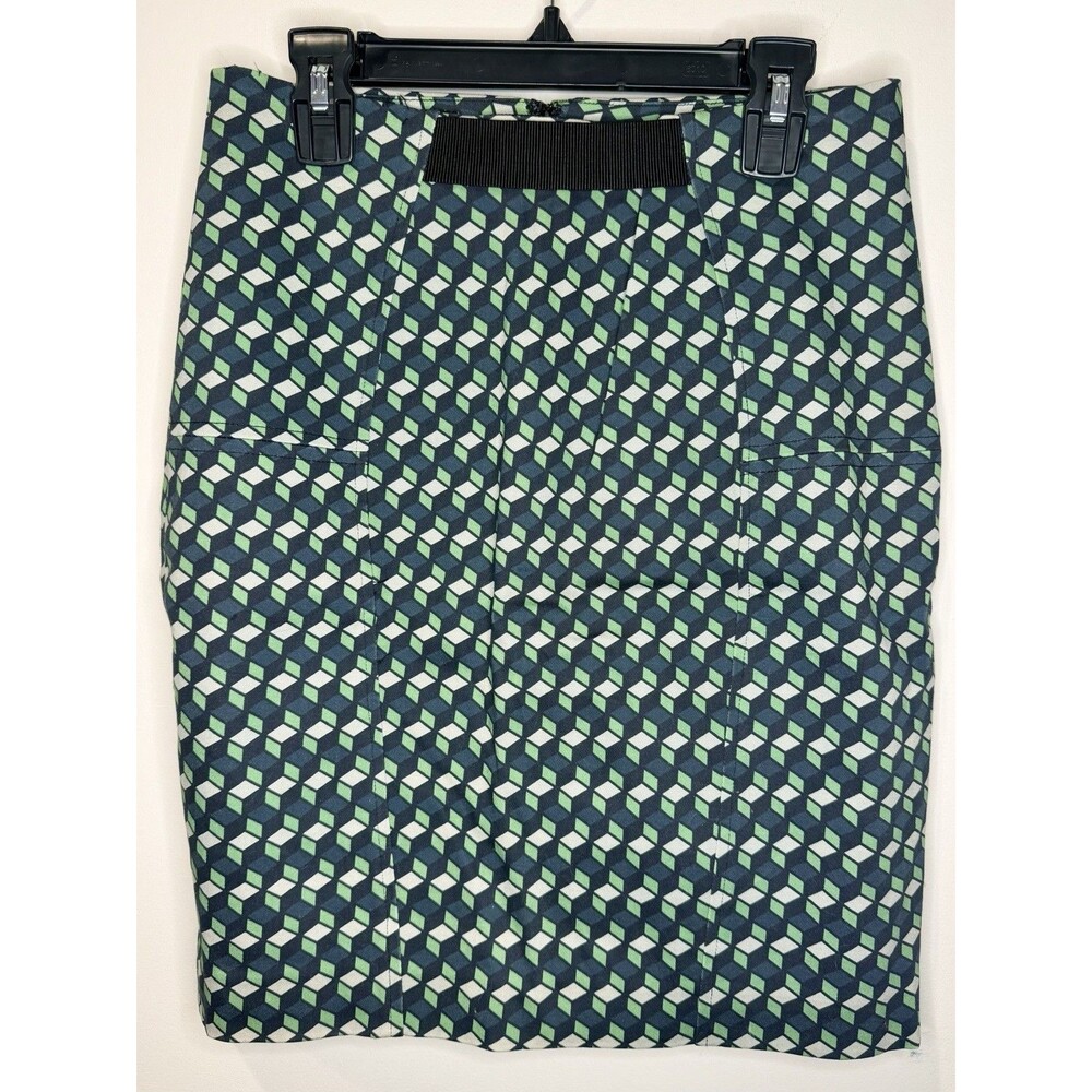 Corey Lynn Calter Anthropologie Blue Green Geometric Skirt Size 0P NWT!!